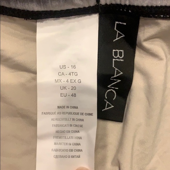 La Blanca Swim Bottoms Women’s Size 16 Fold Over Bikini Grey Black New NWOT - Picture 8 of 8